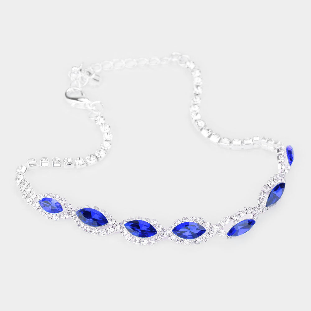 Round Marquise Stone Evening Anklet