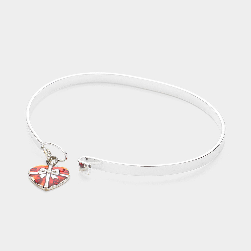 Enamel Heart Gift Charm Bangle Bracelet