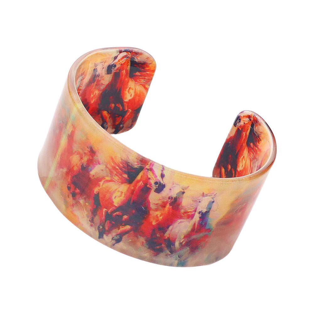 Abstract Printed Acrylic Cuff Bracelet
