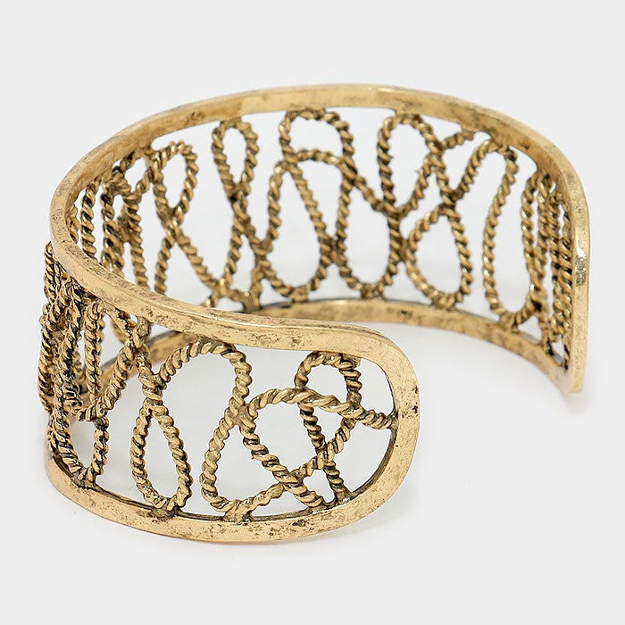 Twisted Metal Wire Cage Cuff Bracelet
