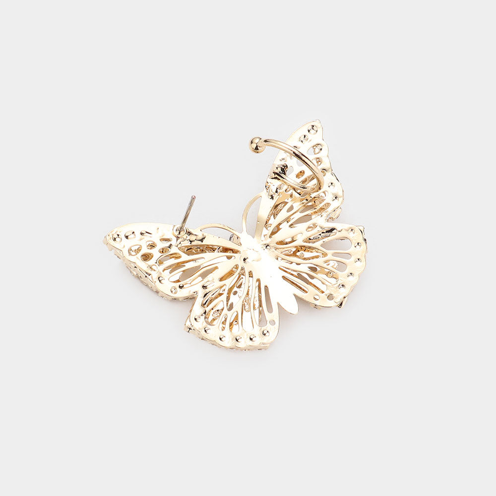 Rhinestone Butterfly Cuff Earrings