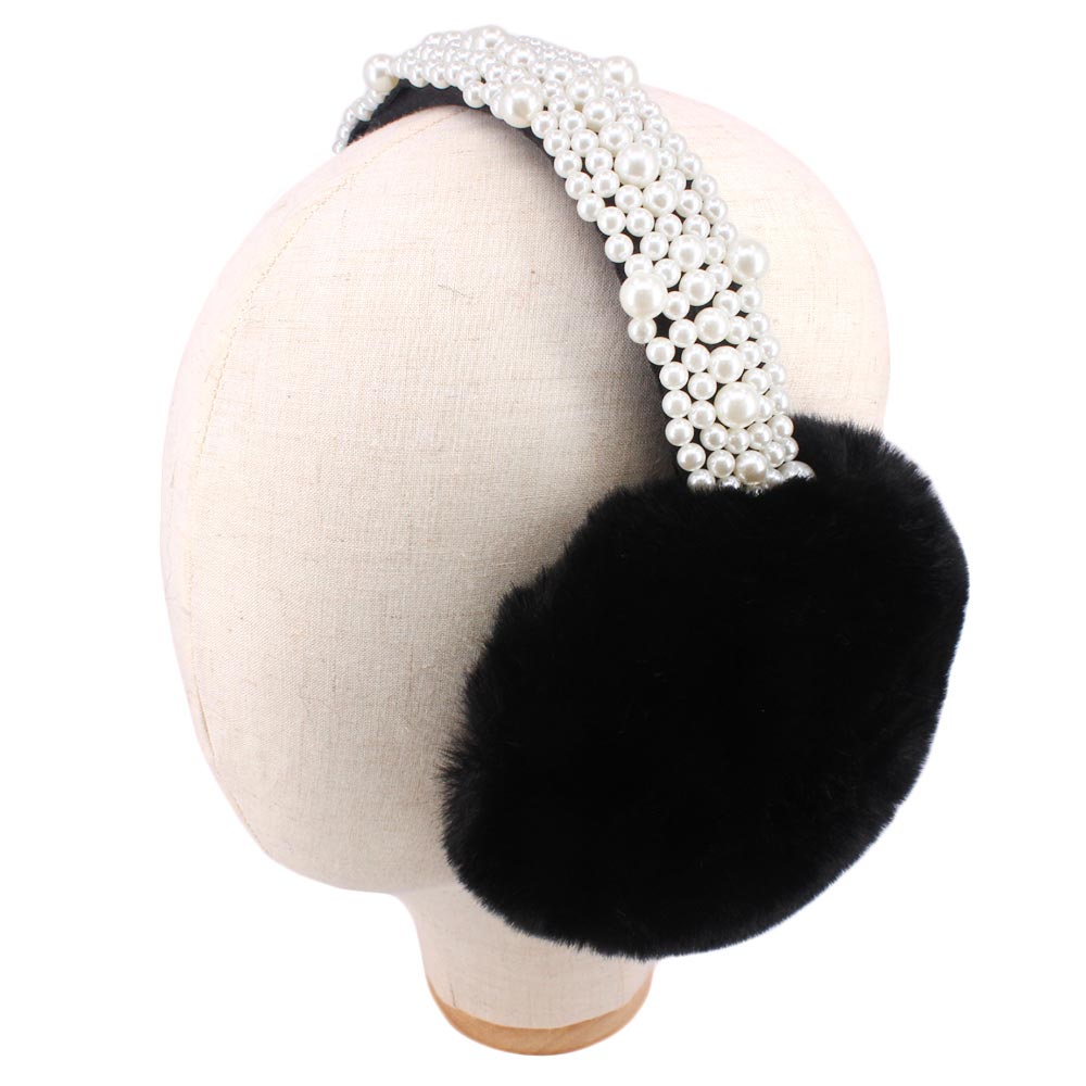 Pearl Cluster Fluffy Plush Fur Earmuff