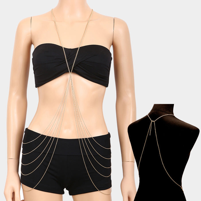 Draped body chain necklace