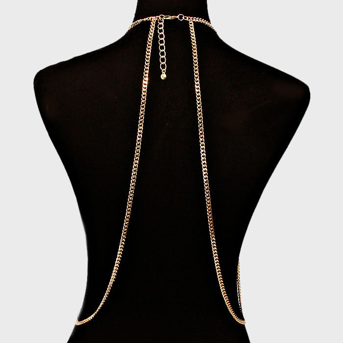 Metal mesh camisole top body chain necklace