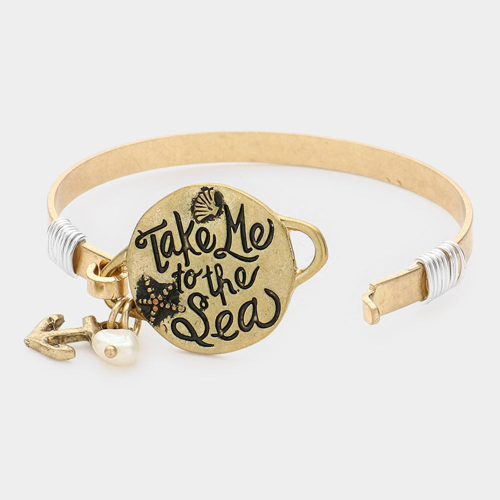 Take Me to the Sea Message Charm Hook  Bracelet