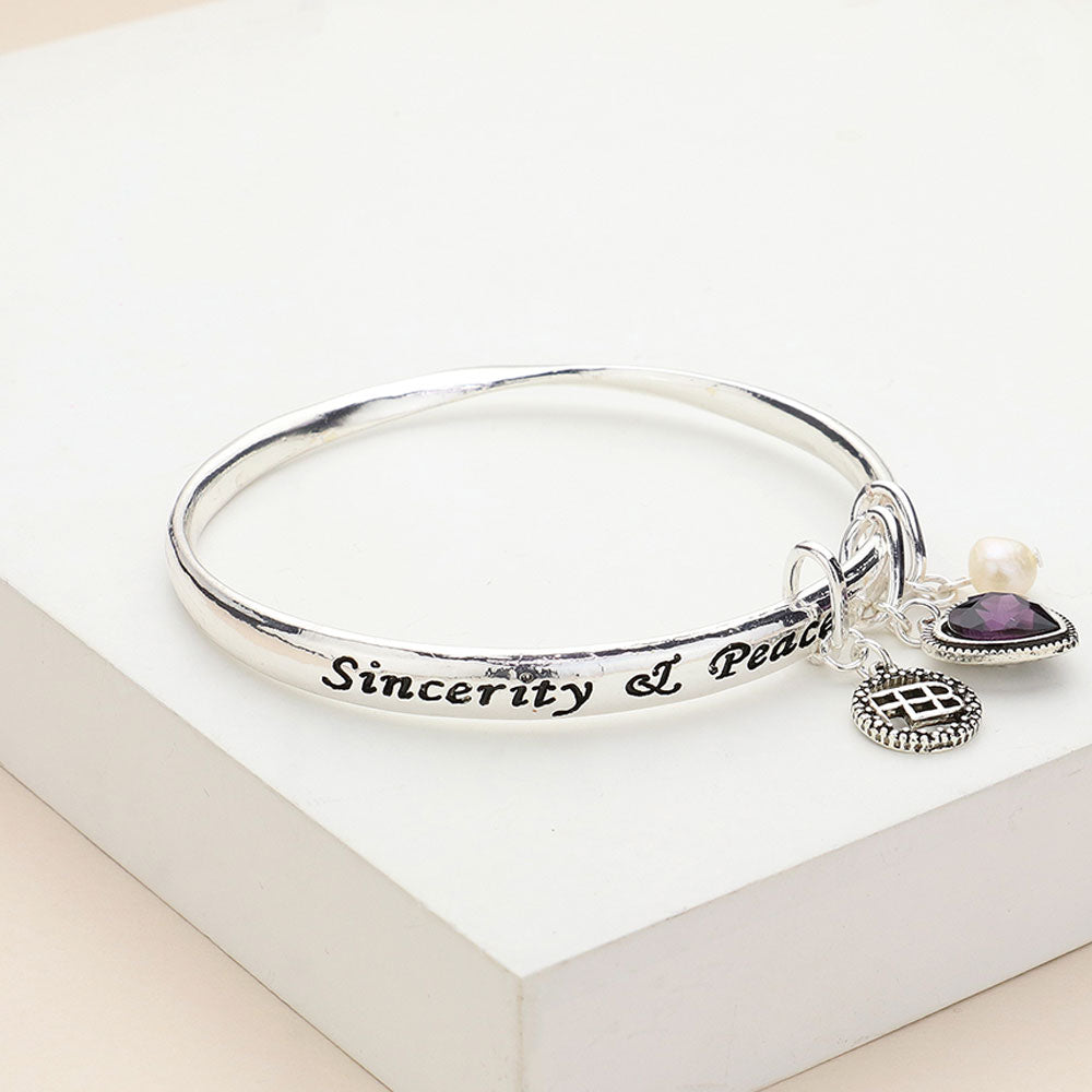 'Sincerity & Peace' February Heart Birthday Stone Charm Bracelet