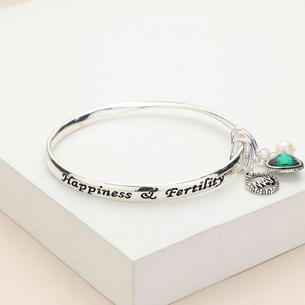 'Happiness & Fertility' May Heart Birthday Stone Charm Bracelet