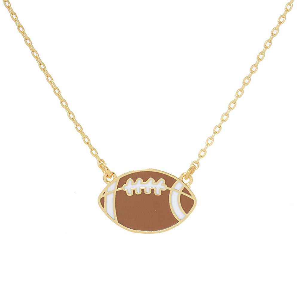 Gold Dipped Enamel Football Pendant Kids Necklace