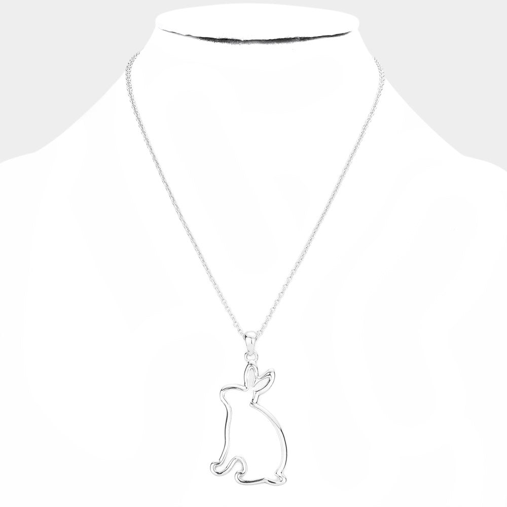 Metal Easter Bunny Pendant Necklace
