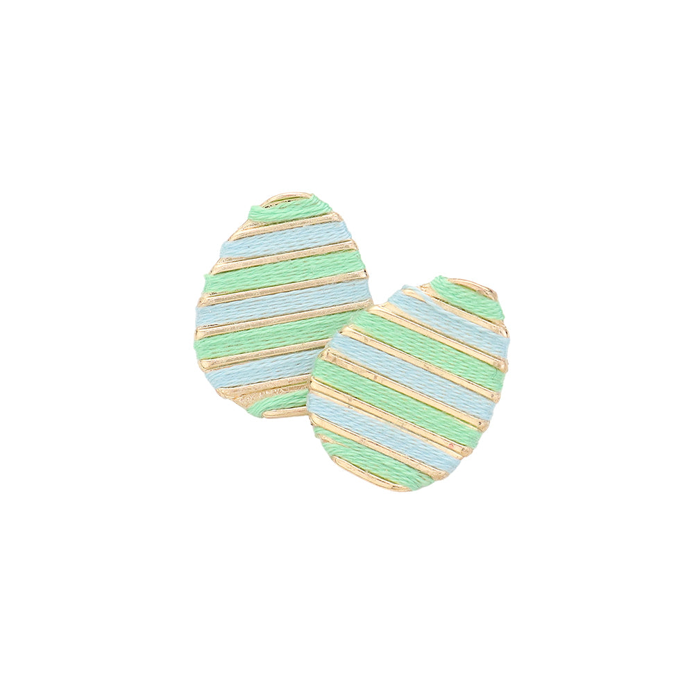 Thread Wrapped Easter Egg Stud Earrings