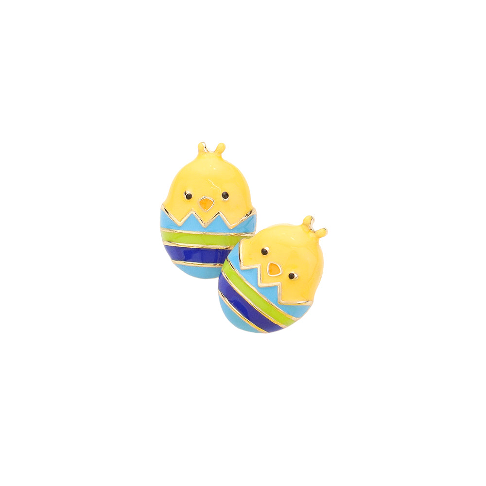 Enamel Easter Egg Chick Stud Earrings