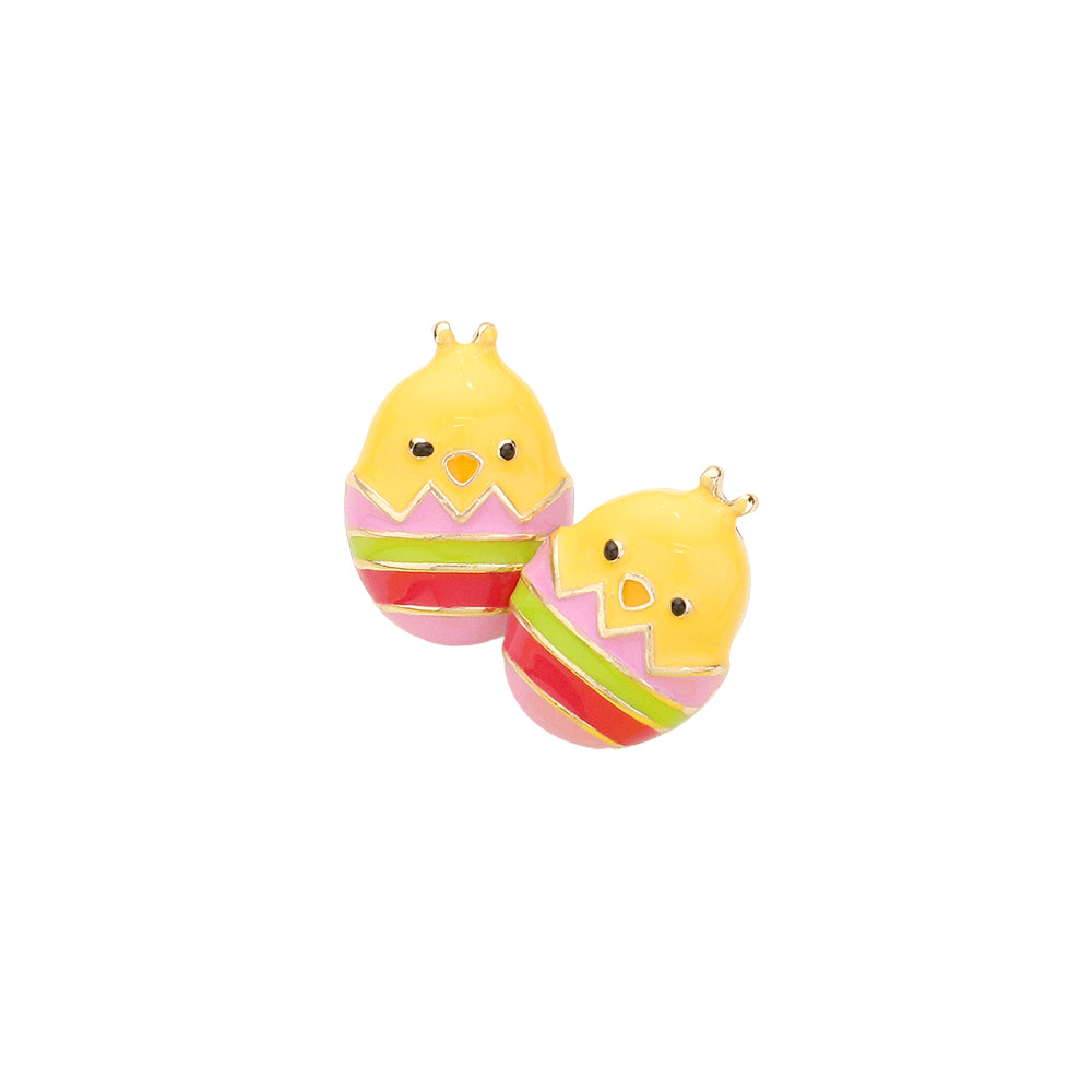 Enamel Easter Egg Chick Stud Earrings