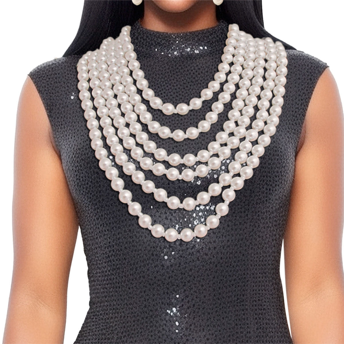 Cream Pearl and Back Drape Necklace