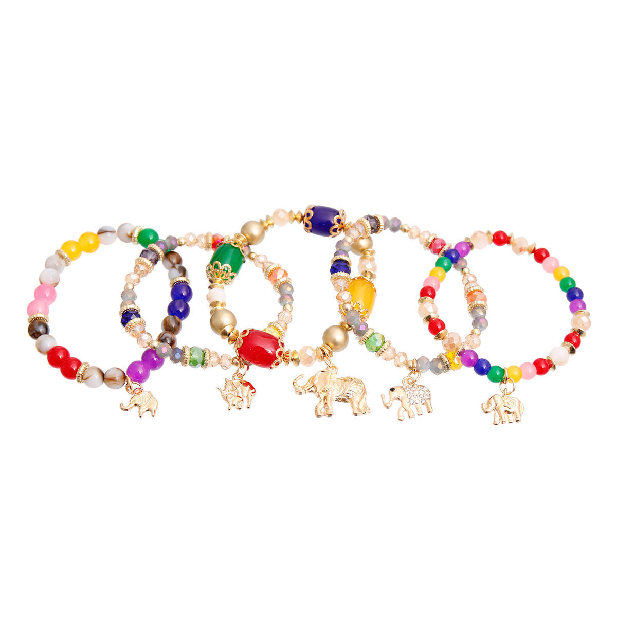 Multi Color Bead Elephant Bracelets