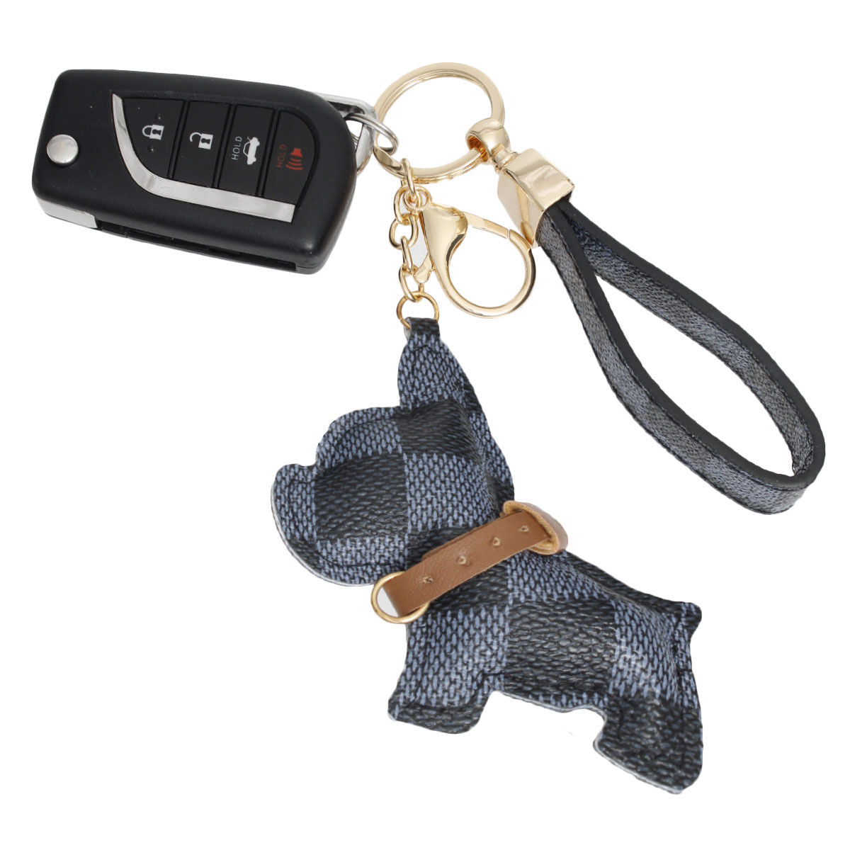 Checkered Dog Keychain Clip