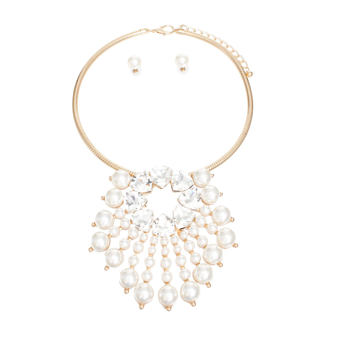 Gold Collar and Sunburst Pearl Necklace