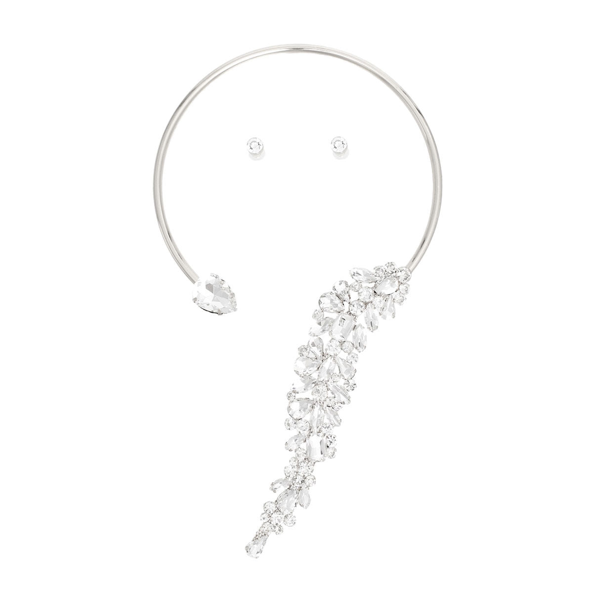 Necklace Silver Crystal Drop Choker for Women