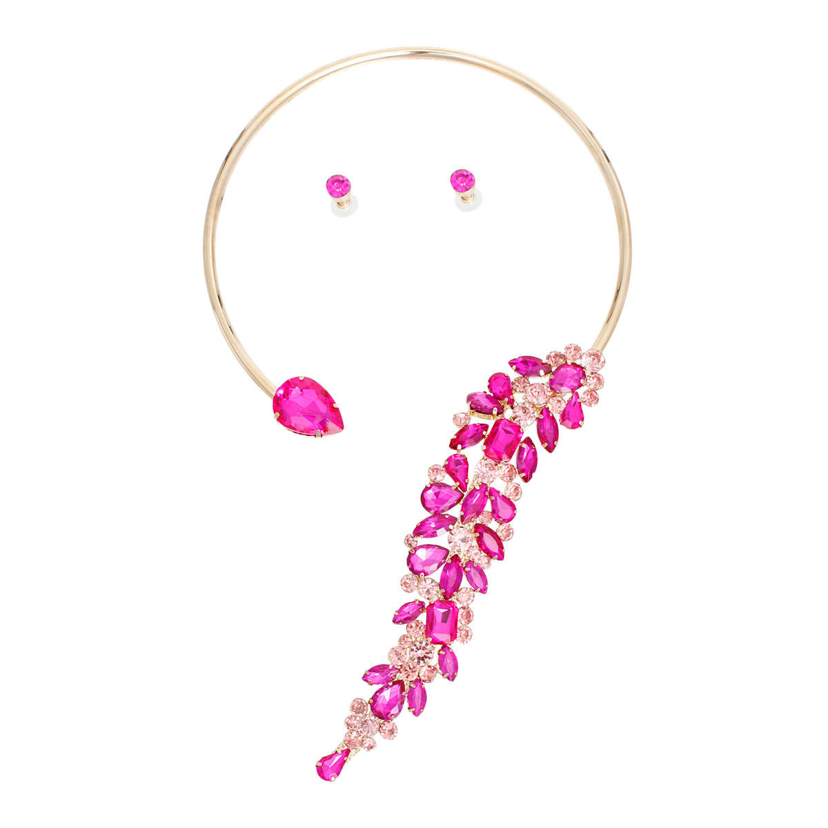 Necklace Fuchsia Crystal Drop Choker for Women