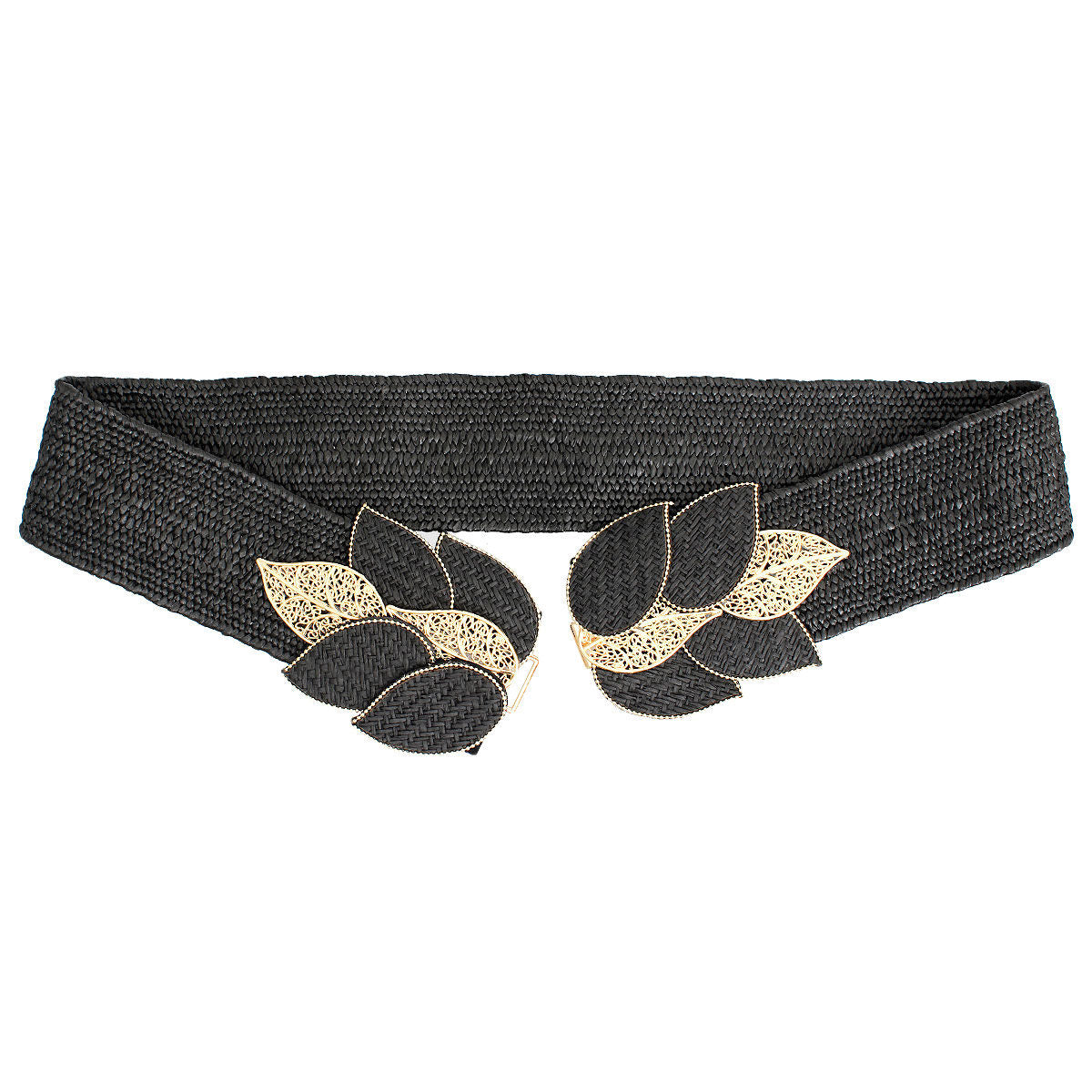 Belt Black Leaf Stretch Belt for Women