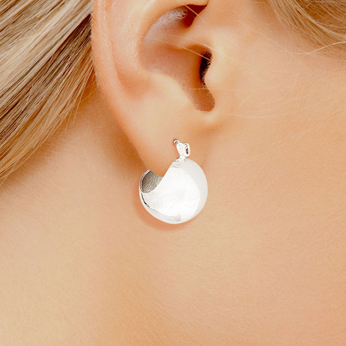 Hoop White Gold Small Ball Earrings for Women