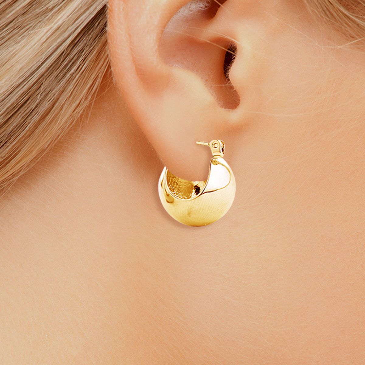 Hoop 14K Gold Medium Ball Earrings for Women