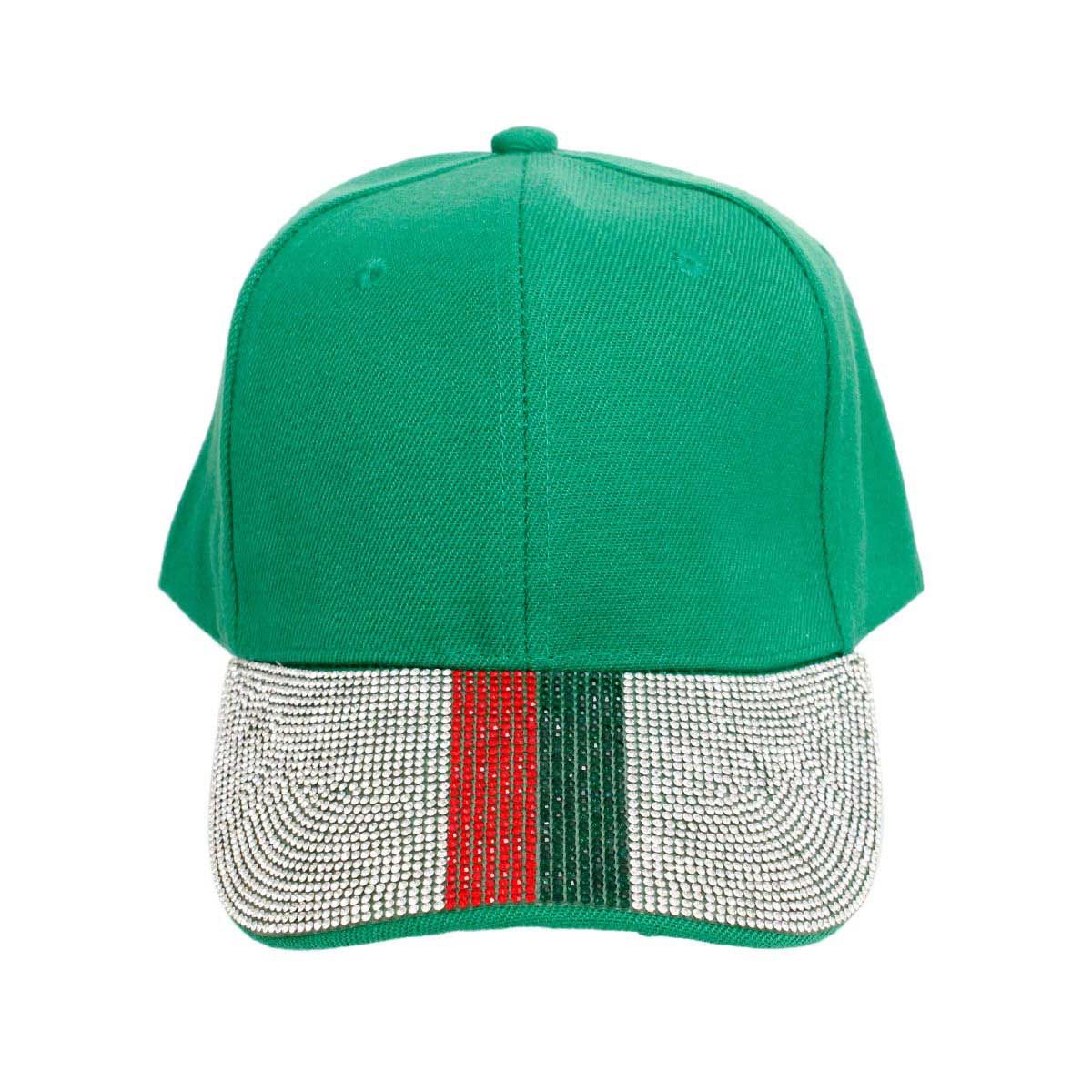 Hat Green Bling Stripe Baseball Cap for Women