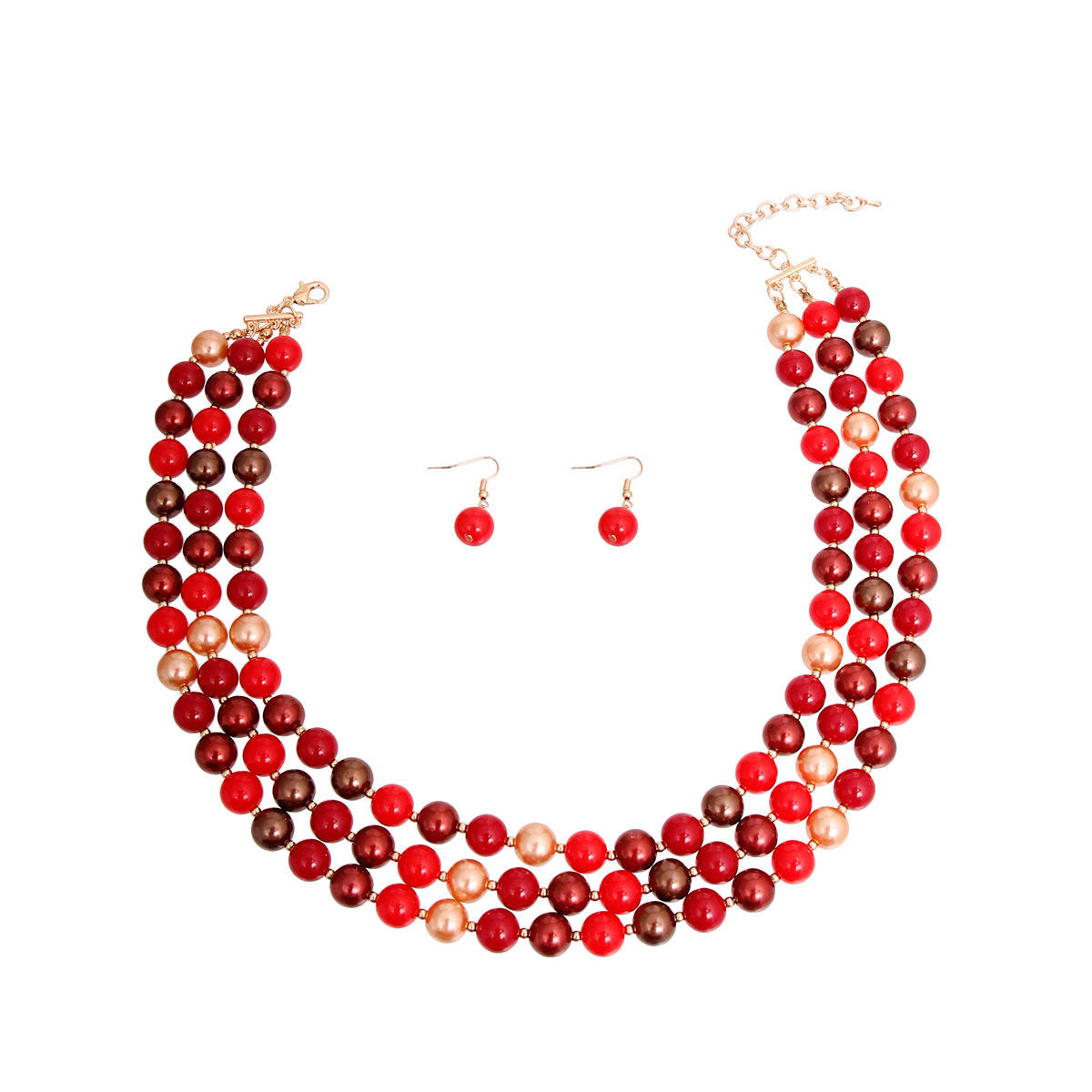 Assorted Red Bead Layered Set