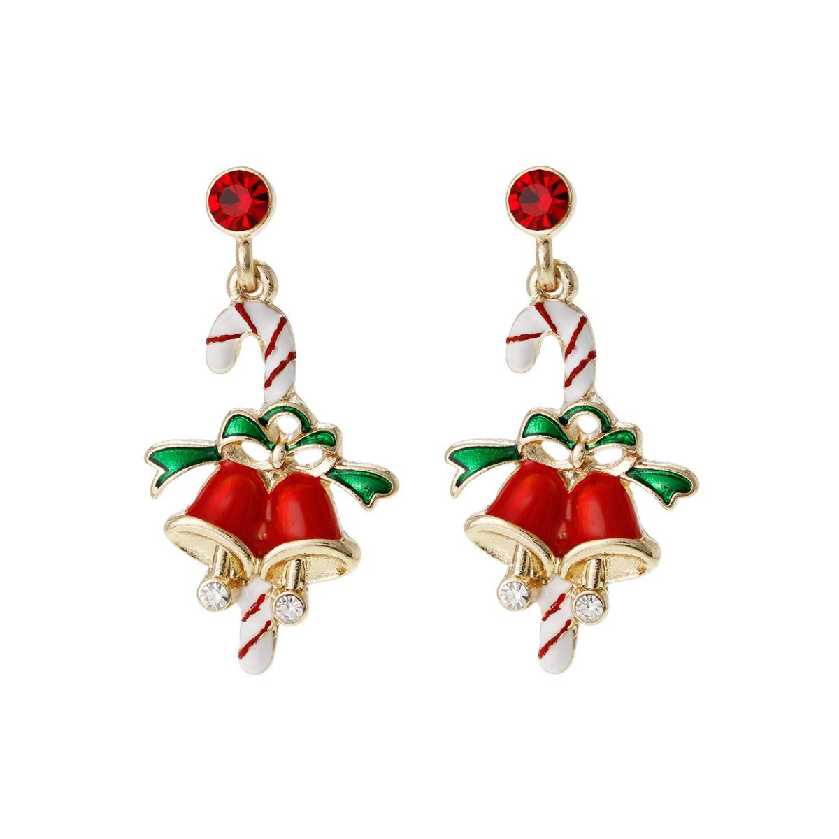 Candy Cane and Bell Earrings