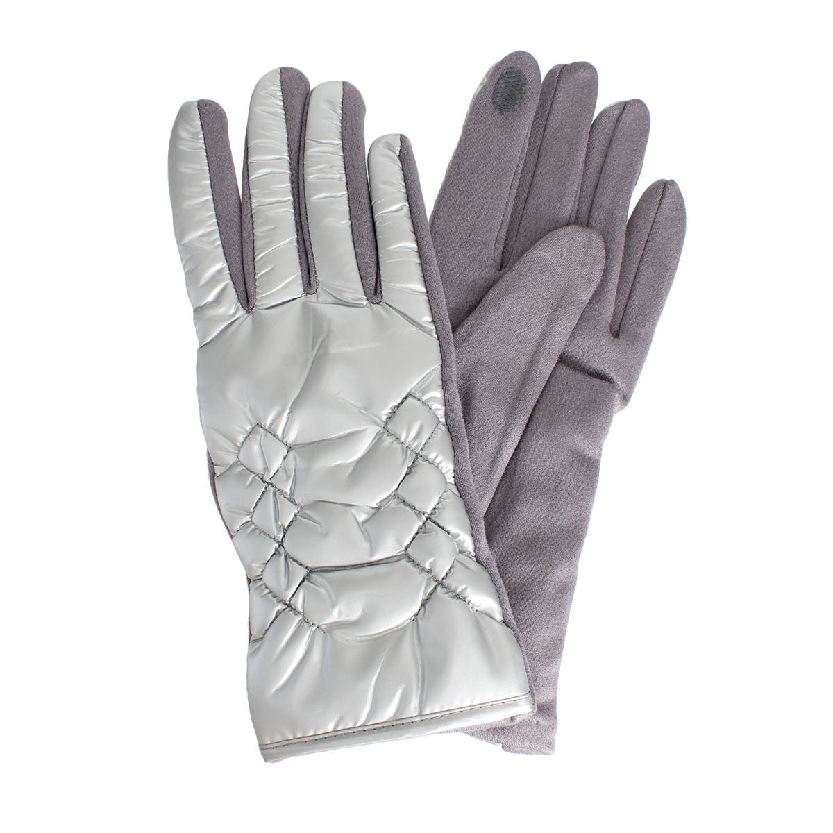 Gloves Silver Puffer Winter Gloves for Women