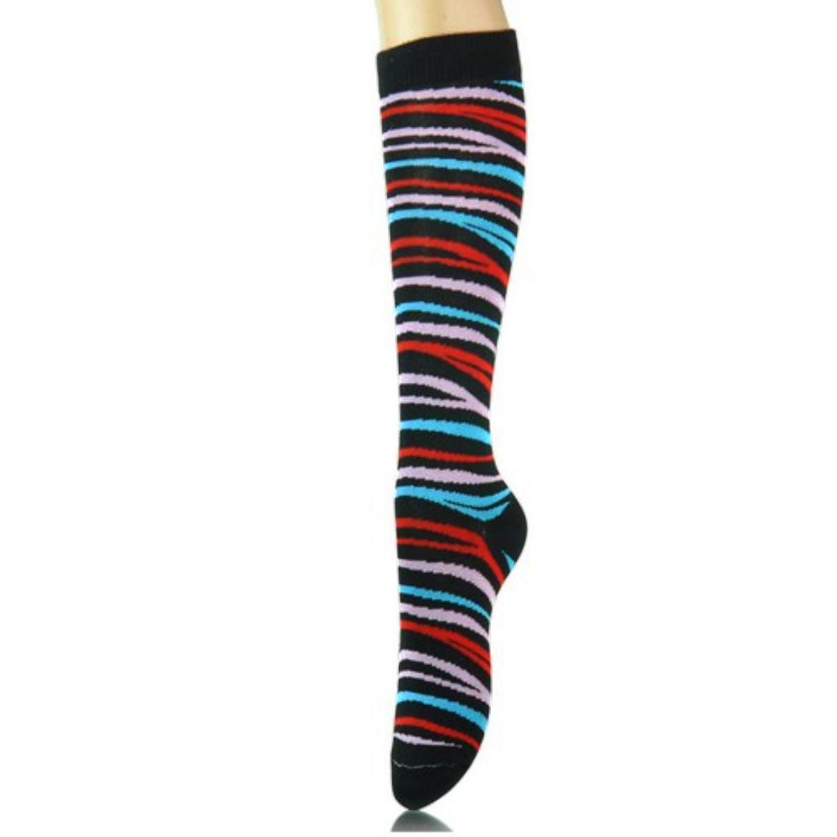 Black Tiger Stripe Kneww High Socks