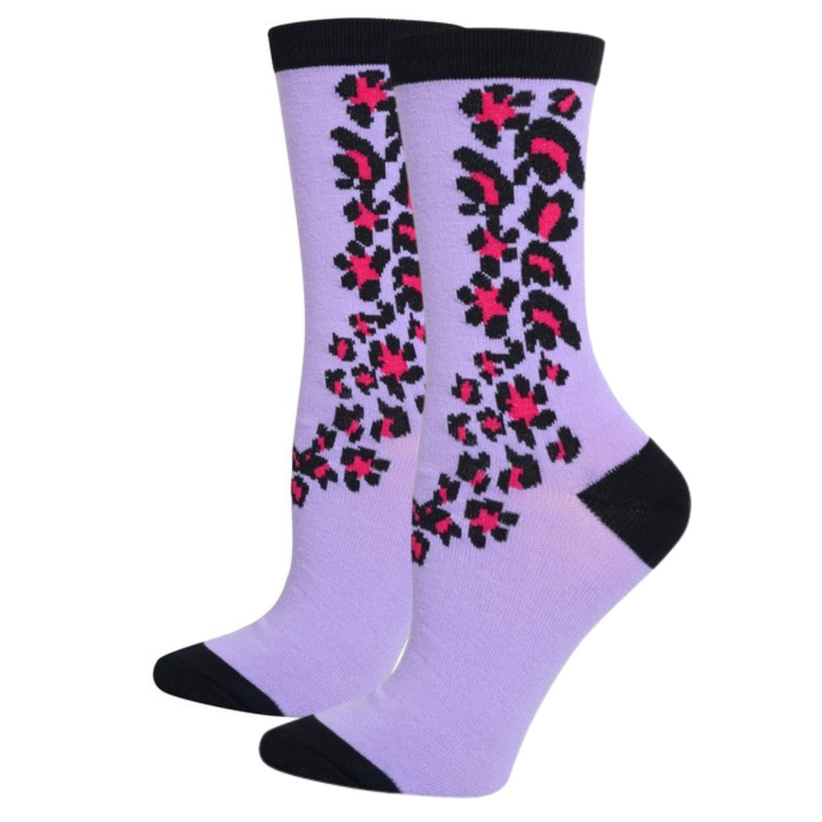 Women's Crew Socks Purple Cheetah