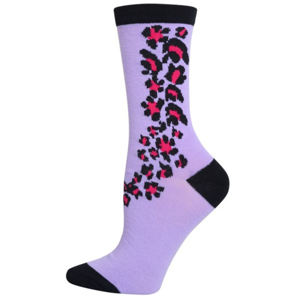 Women's Crew Socks Purple Cheetah