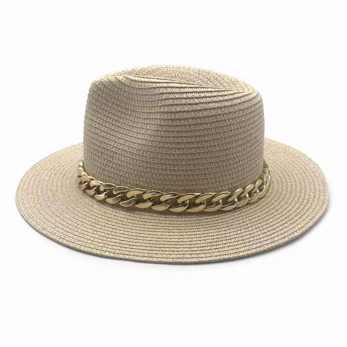 Ivory Chain Band Fedora Panama Hat