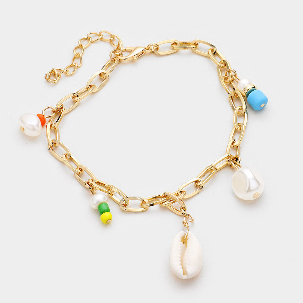 iLLASPARKZ Puka Shell Pearl Chain Anklet