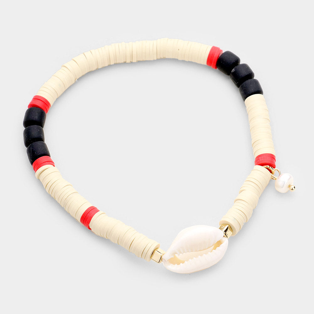 iLLASPARKZ Disc Beaded Puka Shell Stretch Anklet