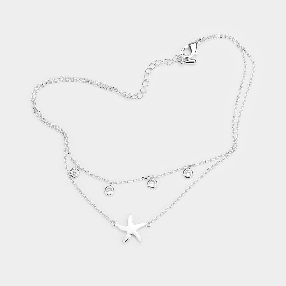 iLLASPARKZ Starfish Rhinestone Layered Anklet