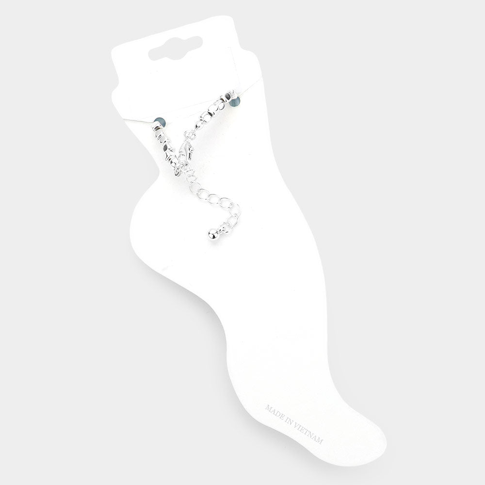 iLLASPARKZ Antique Metal Turtle Charm Beaded Anklet