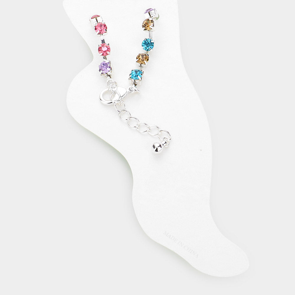 iLLASPARKZ Enamel Seahorse Charm Round Stone Anklet