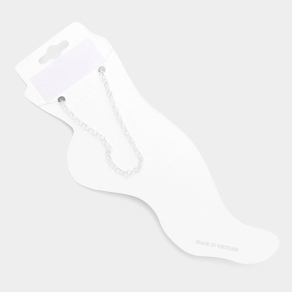 iLLASPARKZ Rhinestone Embellished Enamel Starfish Charm Anklet