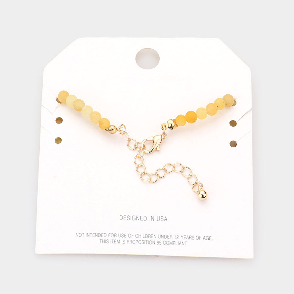 iLLASPARKZ Enamel Heart Charm Semi Precious Stone Anklet