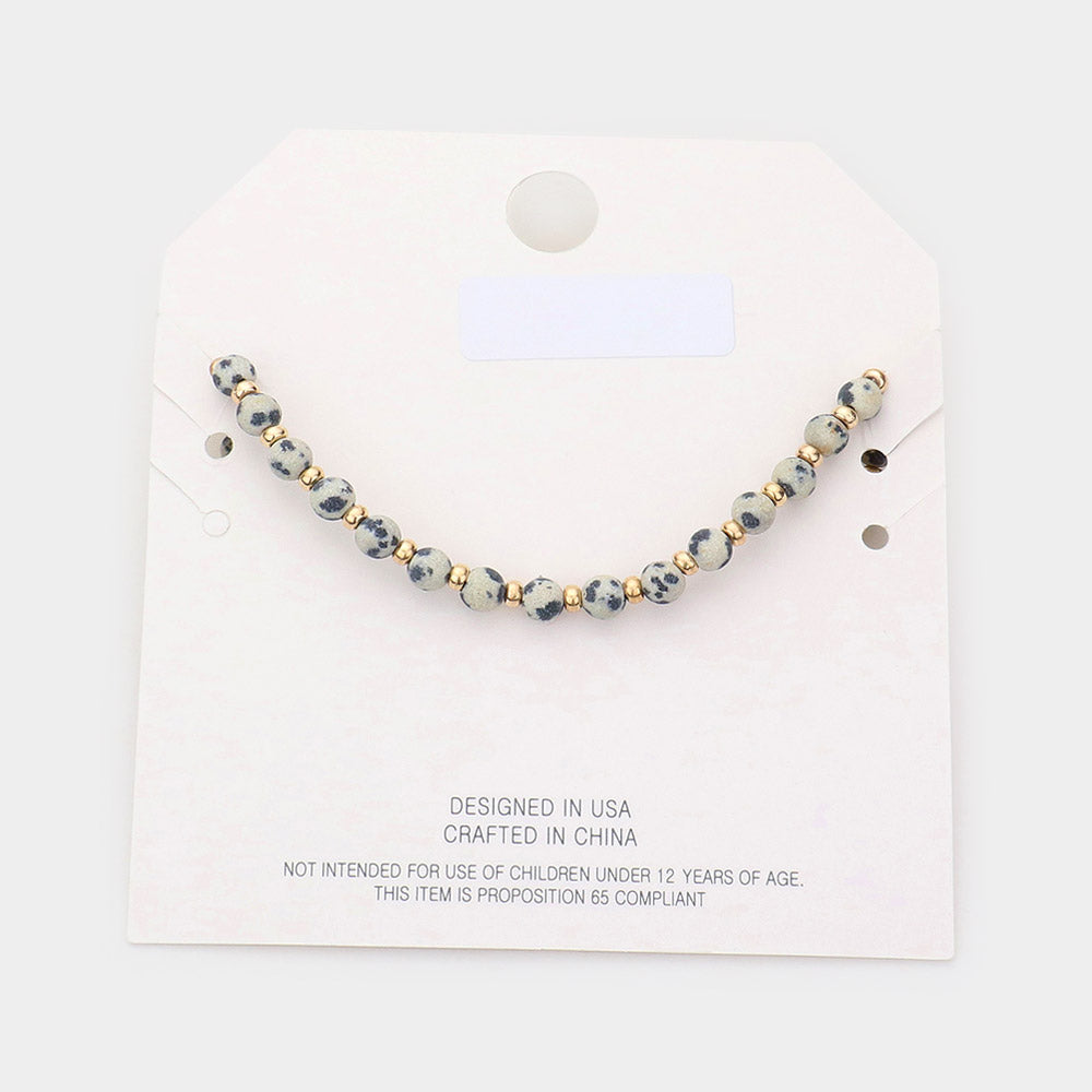 iLLASPARKZ Metal Heart Charm Semi Precious Stretch Anklet