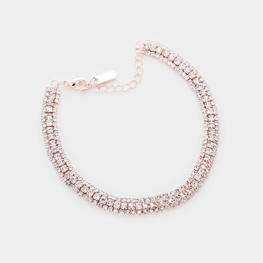 iLLASPARKZ 3Rows Rhinestone Evening Anklet