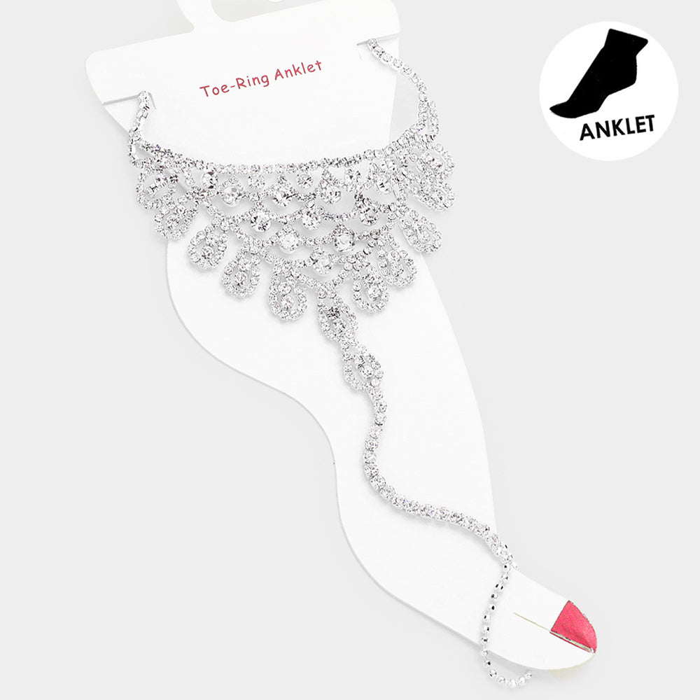iLLASPARKZ Rhinestone Net Toe Ring Evening Anklet