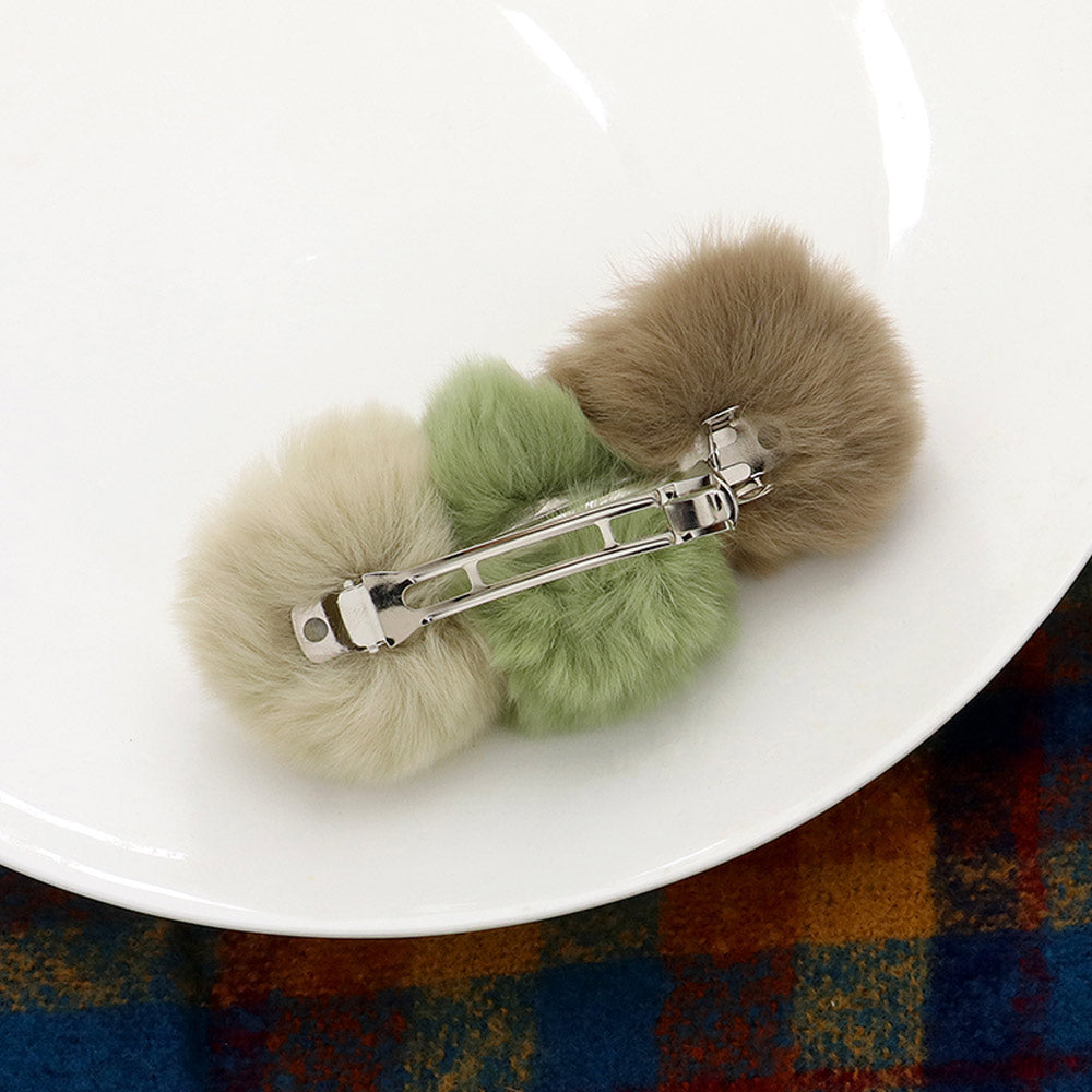 iLLASPARKZ Faux Fur Triple Pom Pom Barrette