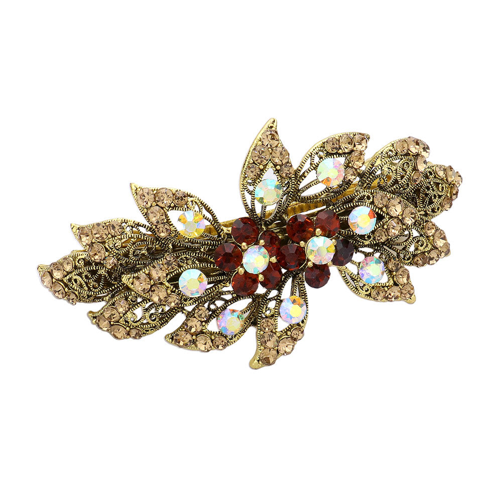 iLLASPARKZ Stone Embellished Flower Leaf Cluster Barrette