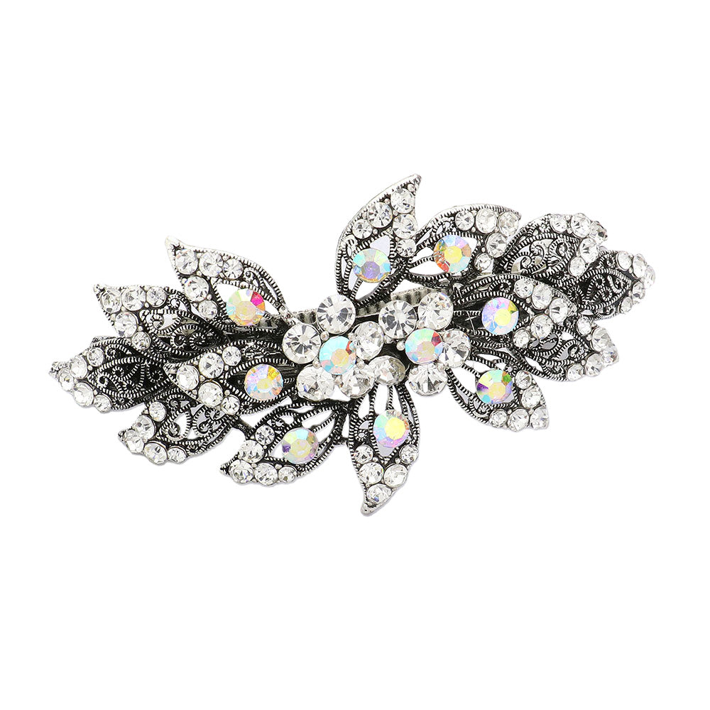iLLASPARKZ Stone Embellished Flower Leaf Cluster Barrette