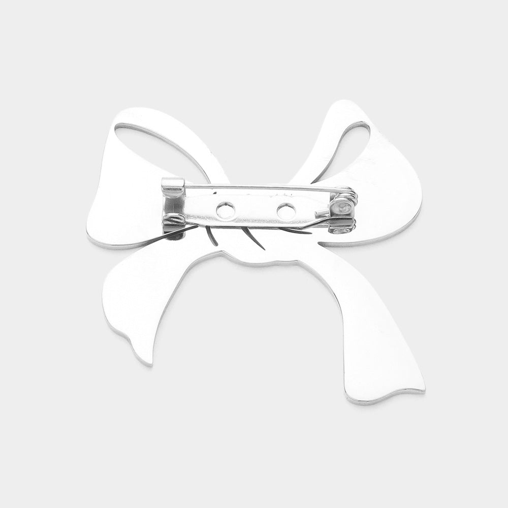 iLLASPARKZ Stainless Steel Cutout Bow Pin Brooch