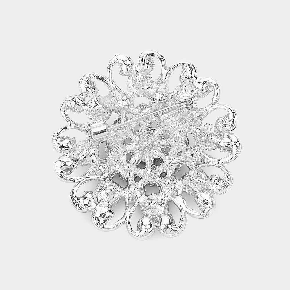 iLLASPARKZ Floral Heart Crystal Rhinestone Brooch
