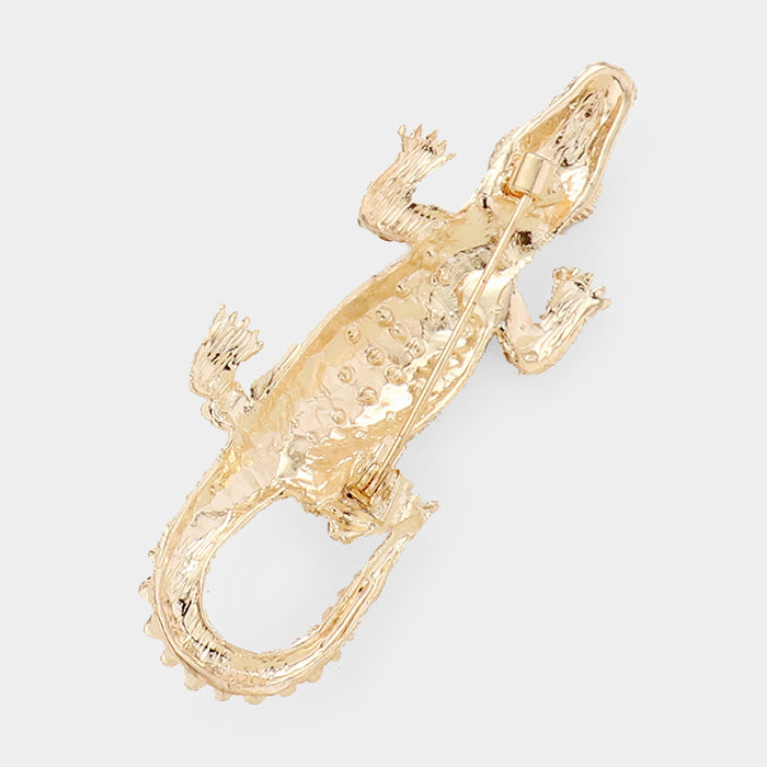 iLLASPARKZ Crystal Rhinestone Pave Crocodile/Alligator Pin Brooch