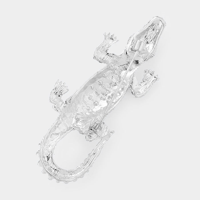 iLLASPARKZ Crystal Rhinestone Pave Crocodile/Alligator Pin Brooch